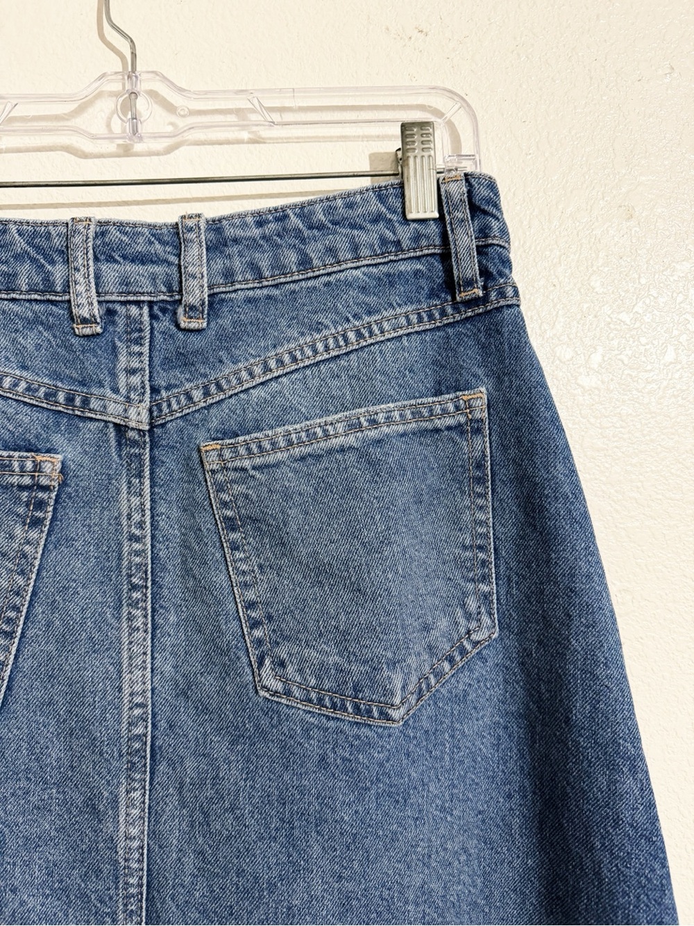 Free People We The Free Come As You Are Denim Maxi Skirt Sapphire Blue With Slit - Picture 10 of 12